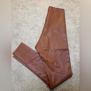 Commando Brown Faux Leather Women's Pull On Skinny Leggings Pants Size Medium